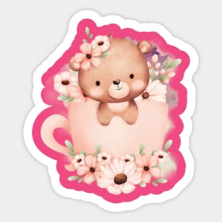 Cute Panda Bear Full Flower - Adorable Panda - Kawaii Panda Sticker